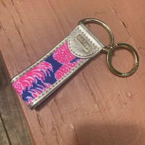 Lilly Pulitzer pink and blue keychain